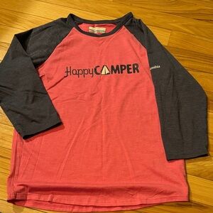 Columbia Kids Happy Camper Raglan Tee - Red and Dark Gray